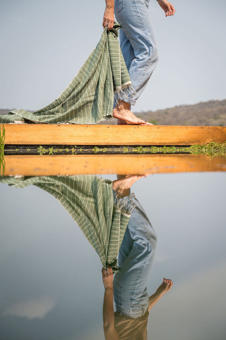 Go Green Pinstripe Bath Towel