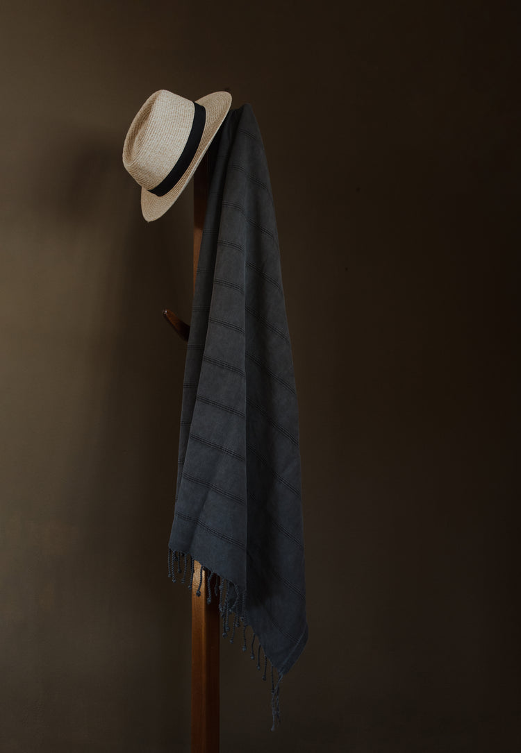 Black Stonewashed Towel